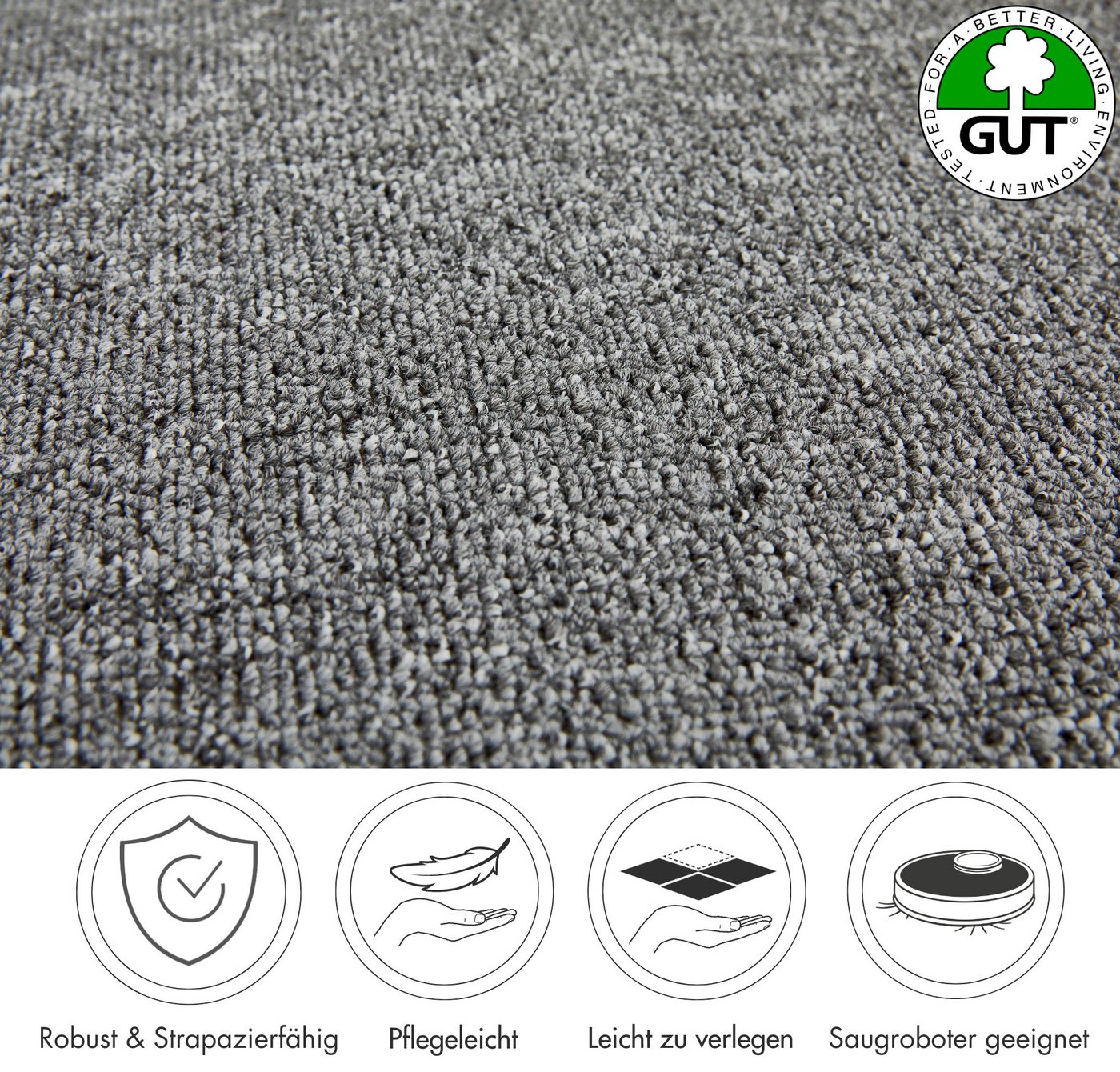 Andiamo Teppichboden Rambo, Feinschlinge, Gesamthöhe ca. 4,5 mm, Luxusklasse LC1, rechteckig, meliert, Breite 400 cm oder 500 cm, strapazierfähig & pflegeleicht – Bild 5 von 5