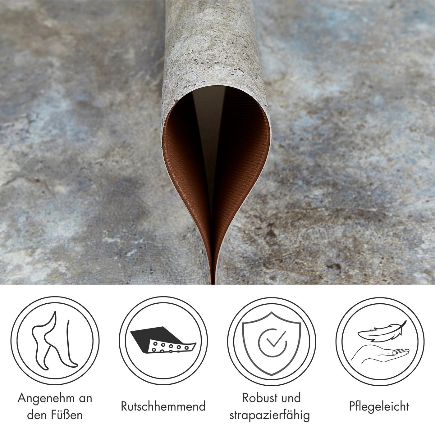 Andiamo Vinylteppich Marrakesch, rechteckig, Höhe: 3,5 mm, abwischbar, rutschhemmend, Fliesen oder Beton Design, auch als Läufer – Bild 5 von 5