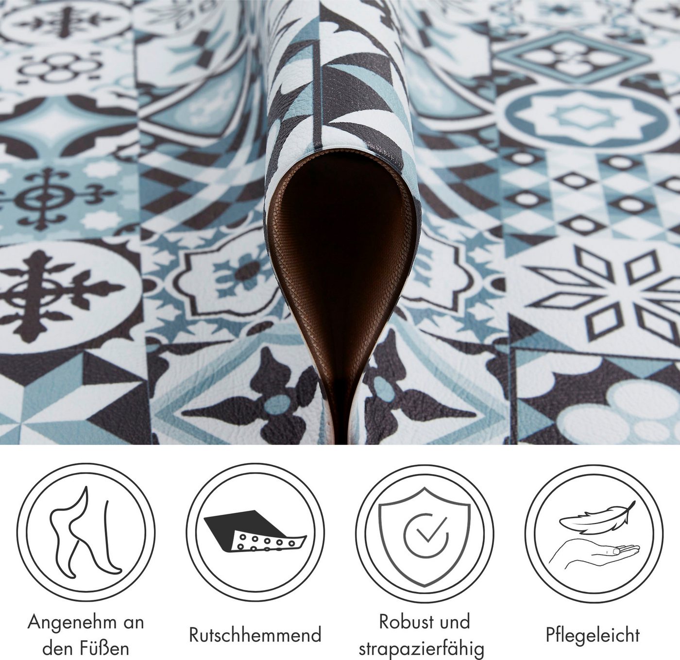 Andiamo Vinylteppich Marrakesch, rechteckig, Höhe: 3,5 mm, abwischbar, rutschhemmend, Fliesen oder Beton Design, auch als Läufer – Bild 5 von 5