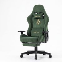 ANDYOU Breathable Gaming Chair with Footrest, Adjustable and Rotating, Green