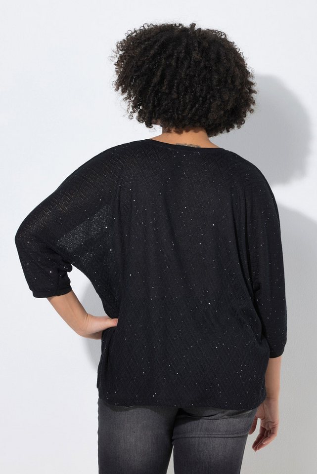Angel of Style Strickpullover Pullover Loose Fit Lochstrick Fledermaus-halbarm – Bild 3 von 3