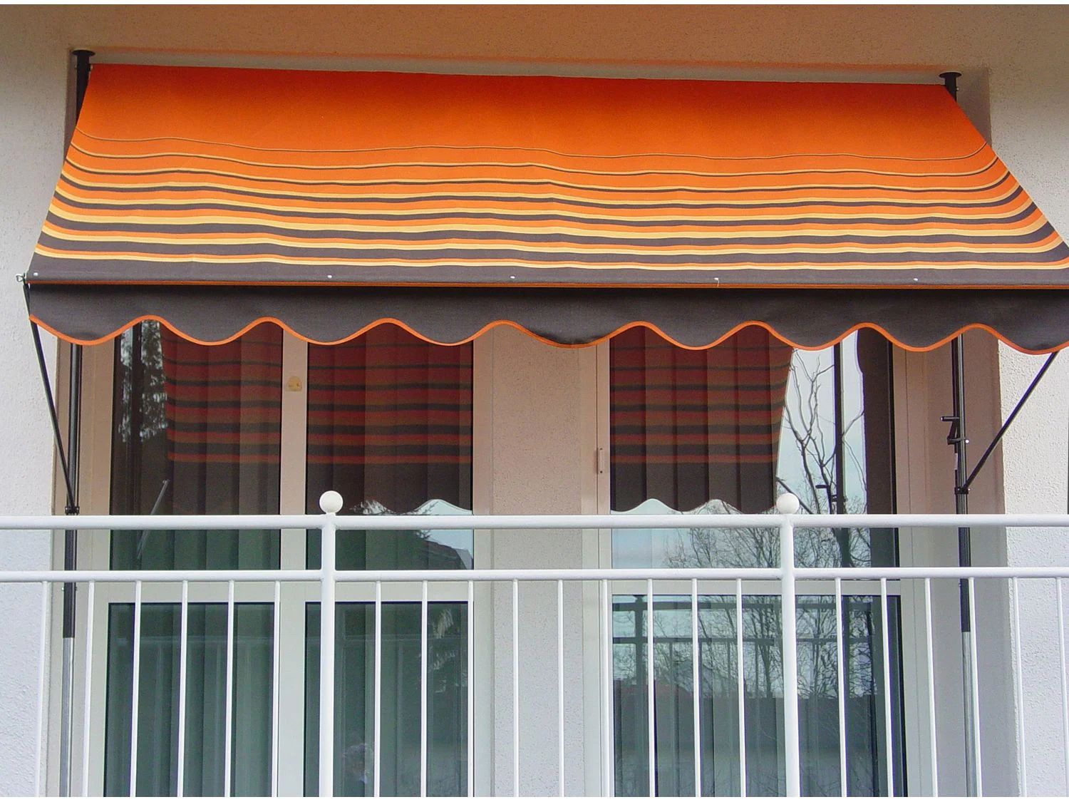 ANGERER Klemmmarkise (braun orange gestreift, 300 cm breit) – Bild 3 von 4