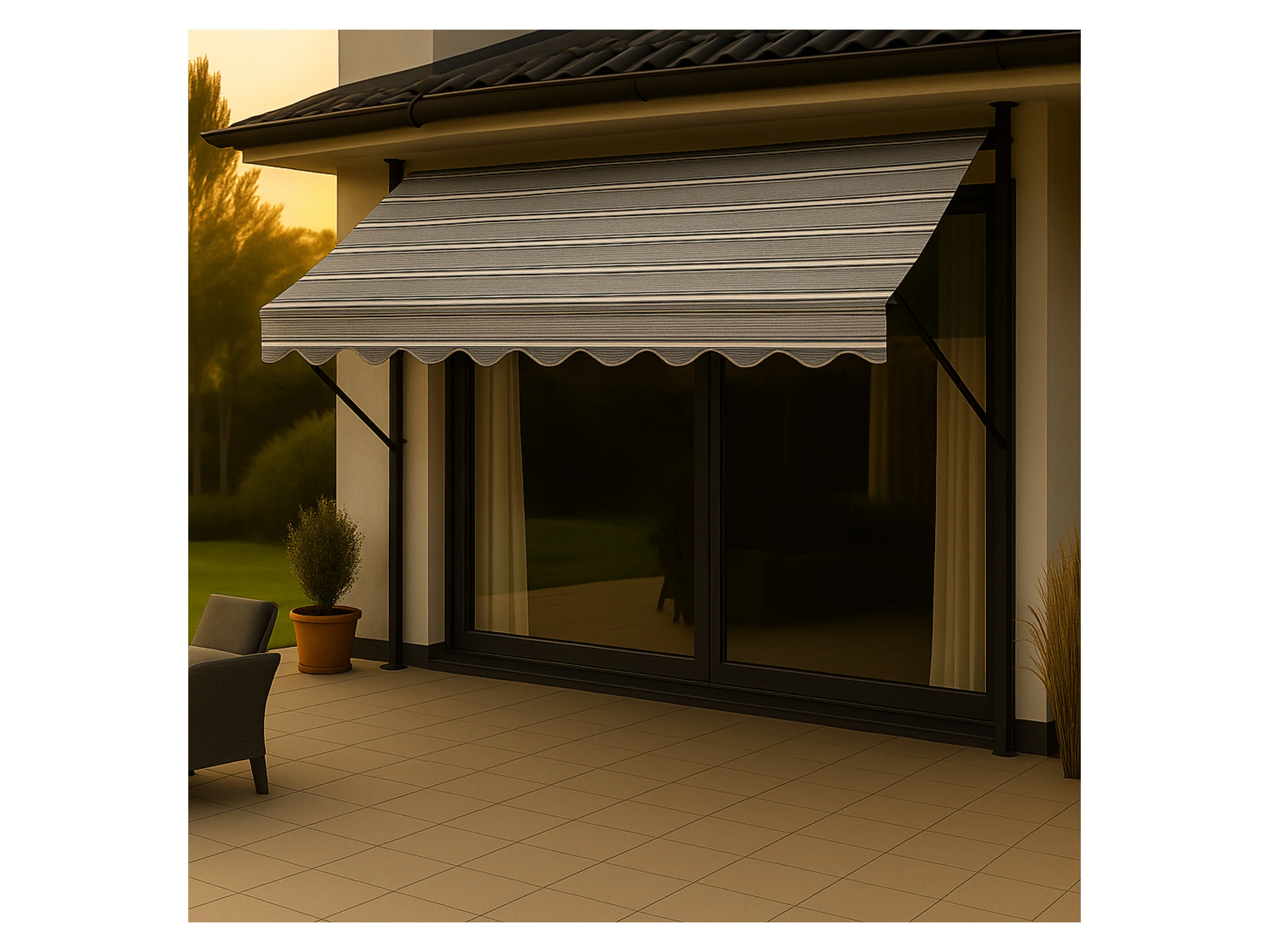 ANGERER Klemmmarkise (grau-creme gestreift, 300 cm breit) – Bild 2 von 4