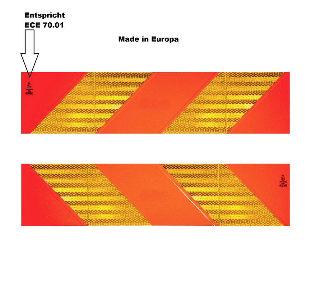 IWH Anhänger IWH 97609 Heckwarntafel, Halbmarkierungen refl. Zugm., 565x130mm, ECE – Bild 2 von 3