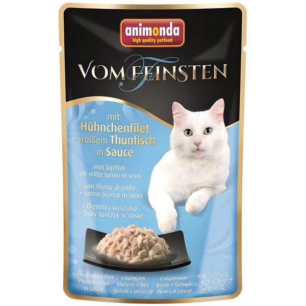 Animonda vom Feinsten mit Hühnchenfilet & weißer Thunfisch in Sauce 50 g - 18, Nassfutter für: Katze