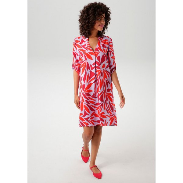 Aniston CASUAL Blusenkleid mit farbharmonischen, grafischen Blätterdruck