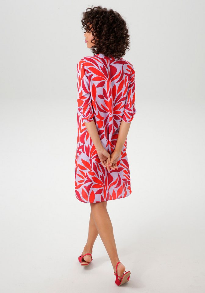 Aniston CASUAL Blusenkleid mit farbharmonischen, grafischen Blätterdruck – Bild 3 von 5