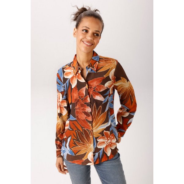 Aniston CASUAL Hemdbluse mit großflächigen Blättern und Blüten bedruckt - NEUE KOLLEKTION