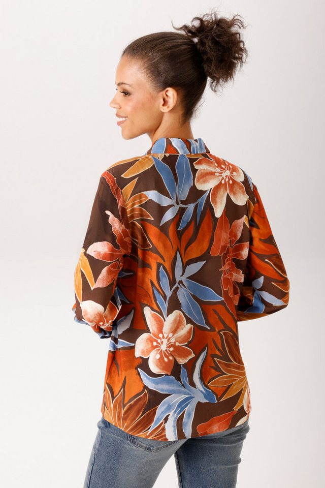 Aniston CASUAL Hemdbluse mit großflächigen Blättern und Blüten bedruckt - NEUE KOLLEKTION – Bild 2 von 5