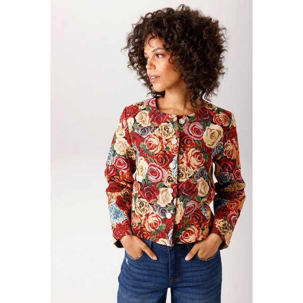 Aniston CASUAL Kurzblazer mit bunten, romantischen Rosen-Muster - NEUE KOLLEKTION
