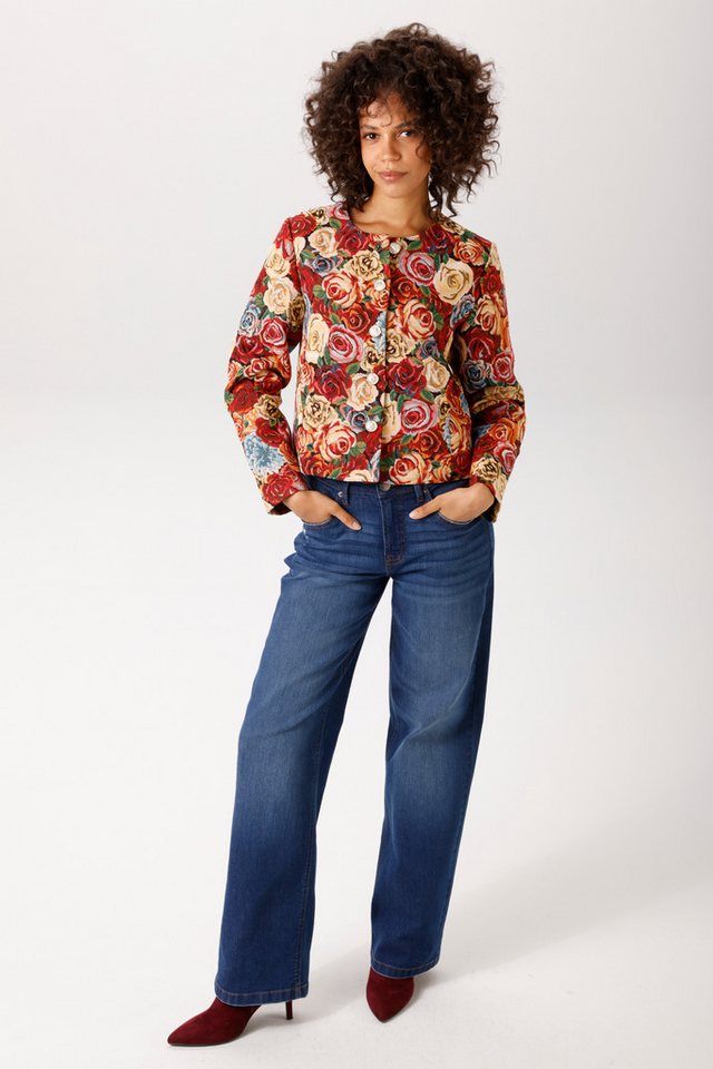Aniston CASUAL Kurzblazer mit bunten, romantischen Rosen-Muster - NEUE KOLLEKTION – Bild 4 von 5