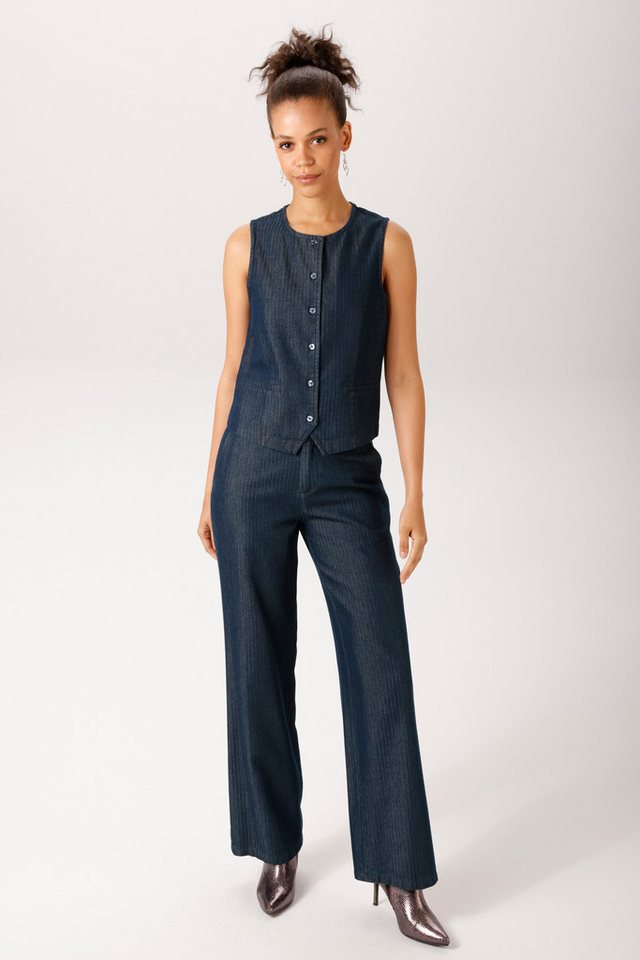 Aniston CASUAL Kurzweste aus strukturiertem, weichen Denim - NEUE KOLLEKTION – Bild 4 von 5