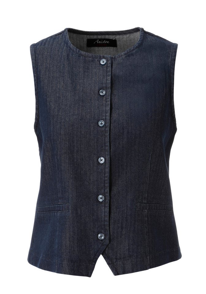 Aniston CASUAL Kurzweste aus strukturiertem, weichen Denim - NEUE KOLLEKTION – Bild 5 von 5