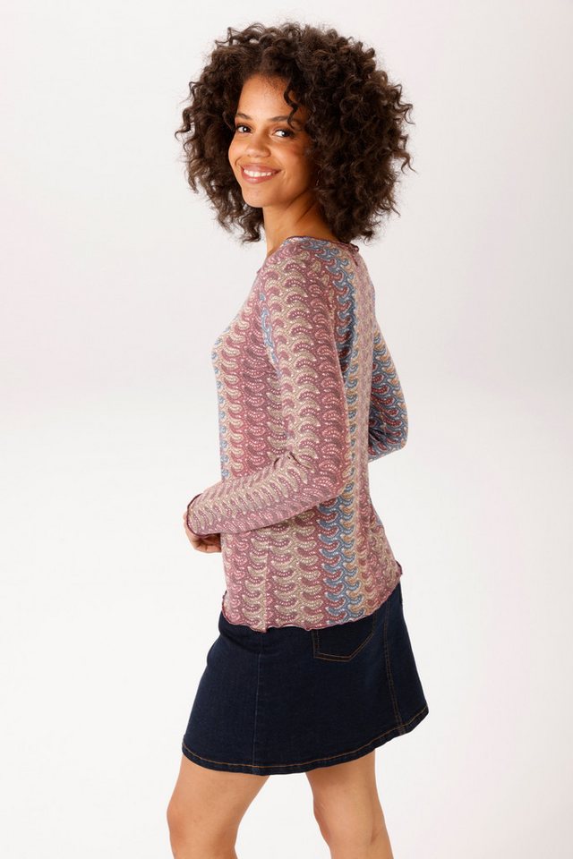 Aniston CASUAL Langarmshirt mit farbenfrohem, grafischen Muster im Streifen-Look - NEUE KOLLEKTION – Bild 2 von 5