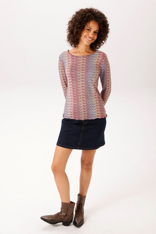 Aniston CASUAL Langarmshirt mit farbenfrohem, grafischen Muster im Streifen-Look - NEUE KOLLEKTION – Bild 4 von 5