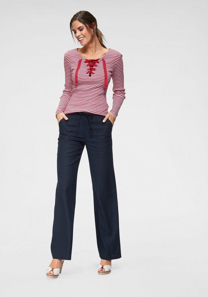 Aniston CASUAL Leinenhose mit Bindeband – Bild 4 von 5