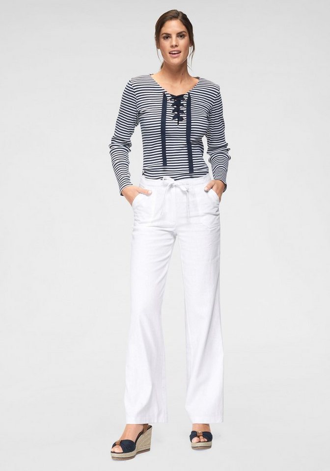 Aniston CASUAL Leinenhose mit Bindeband – Bild 4 von 5