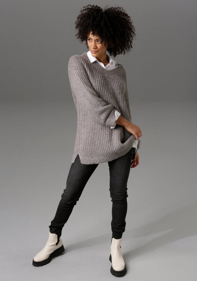 Aniston CASUAL Longpullover mit fixierten Umschlag an den langen Ärmeln – Bild 5 von 5