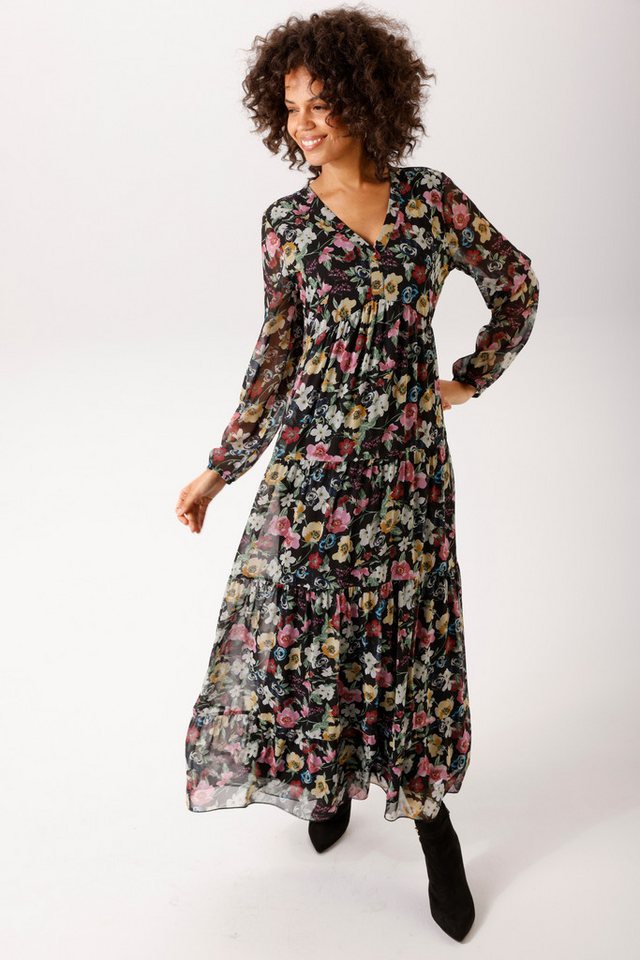 Aniston CASUAL Maxikleid mit farbenfrohen, romantischen Blumendruck - NEUE KOLLEKTION – Bild 4 von 5