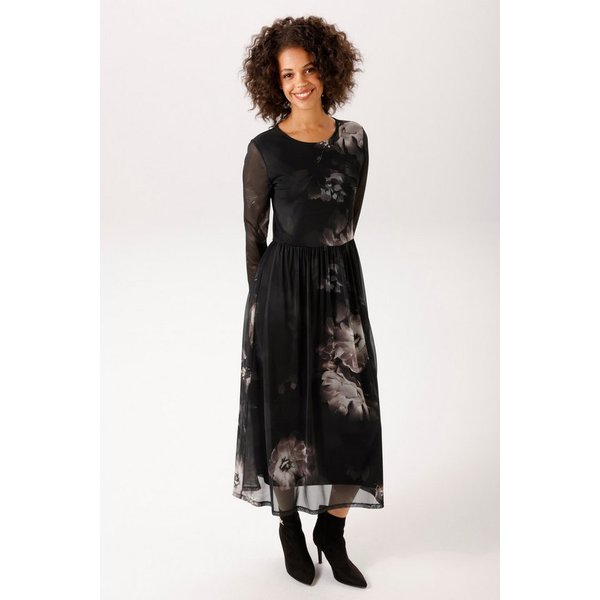 Aniston CASUAL Midikleid mit großflächigen Batik-Blüten bedruckt - NEUE KOLLEKTION