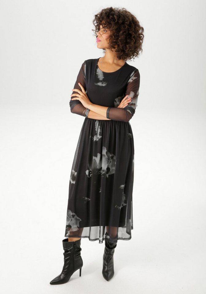Aniston CASUAL Midikleid mit großflächigen Batik-Blüten bedruckt – Bild 2 von 5