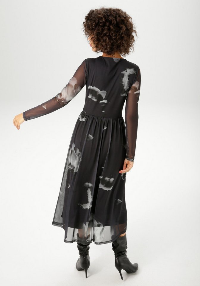 Aniston CASUAL Midikleid mit großflächigen Batik-Blüten bedruckt – Bild 3 von 5