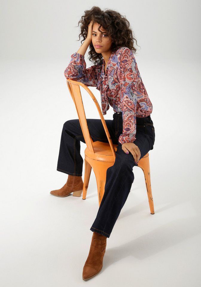 Aniston CASUAL Schlupfbluse mit extravagantem, großflächigen Paisley-Muster – Bild 5 von 5
