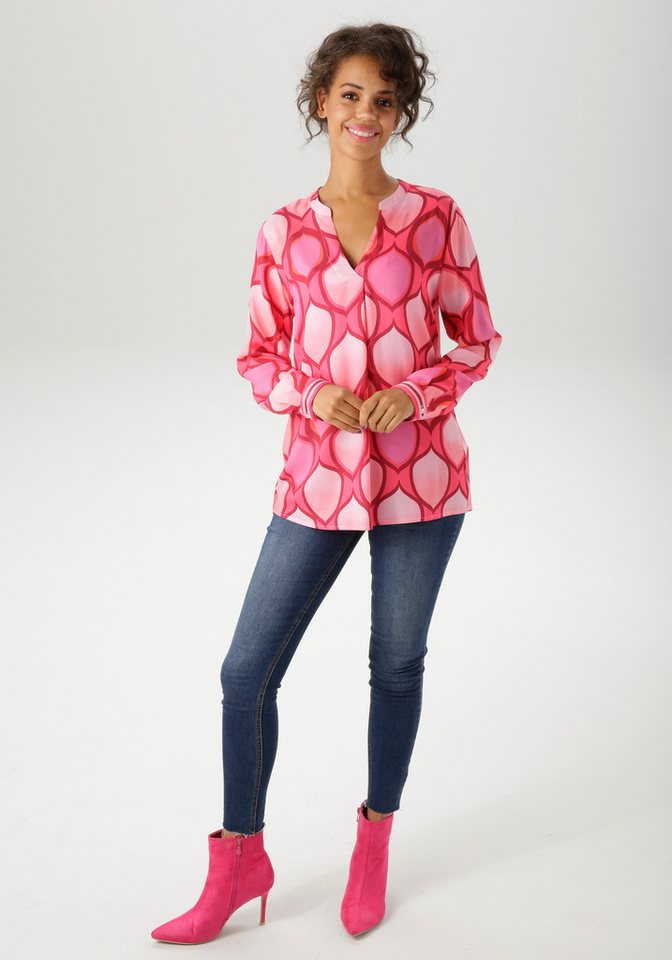 Aniston CASUAL Schlupfbluse mit farbharmonischem, grafischen Druck – Bild 4 von 5