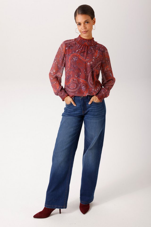 Aniston CASUAL Schlupfbluse mit großflächigen, trendfarbenen Paisley-Muster - NEUE KOLLEKTION – Bild 4 von 5