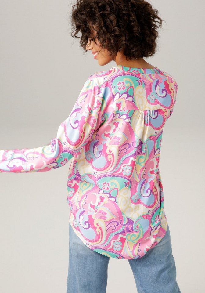 Aniston CASUAL Schlupfbluse mit pastellfarbigem, grafischen Druck – Bild 2 von 5