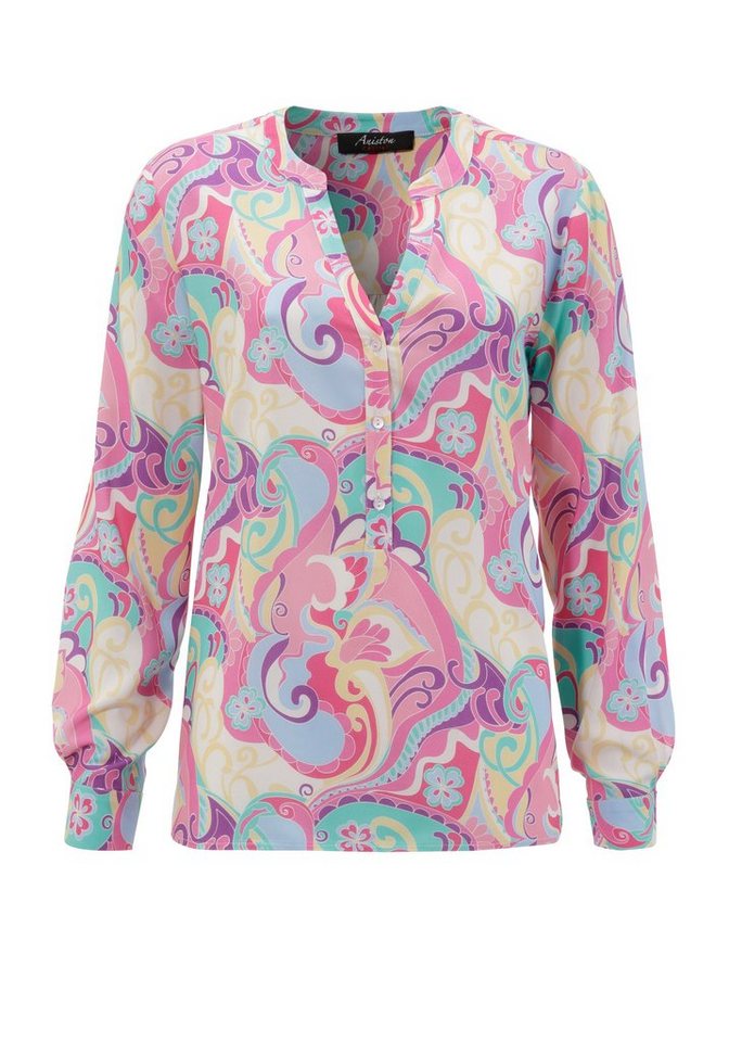 Aniston CASUAL Schlupfbluse mit pastellfarbigem, grafischen Druck – Bild 5 von 5