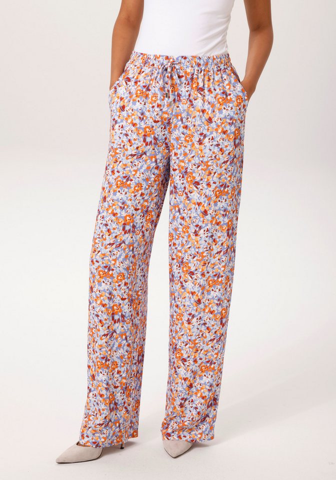 Aniston CASUAL Schlupfhose mit farbharmonischen, grafischen Blumen bedruckt – Bild 2 von 5