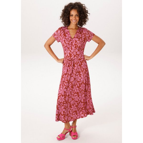 Aniston CASUAL Sommerkleid mit trendfarbenem, grafischen Blumendruck