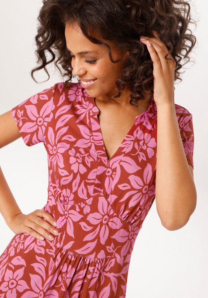 Aniston CASUAL Sommerkleid mit trendfarbenem, grafischen Blumendruck – Bild 3 von 5