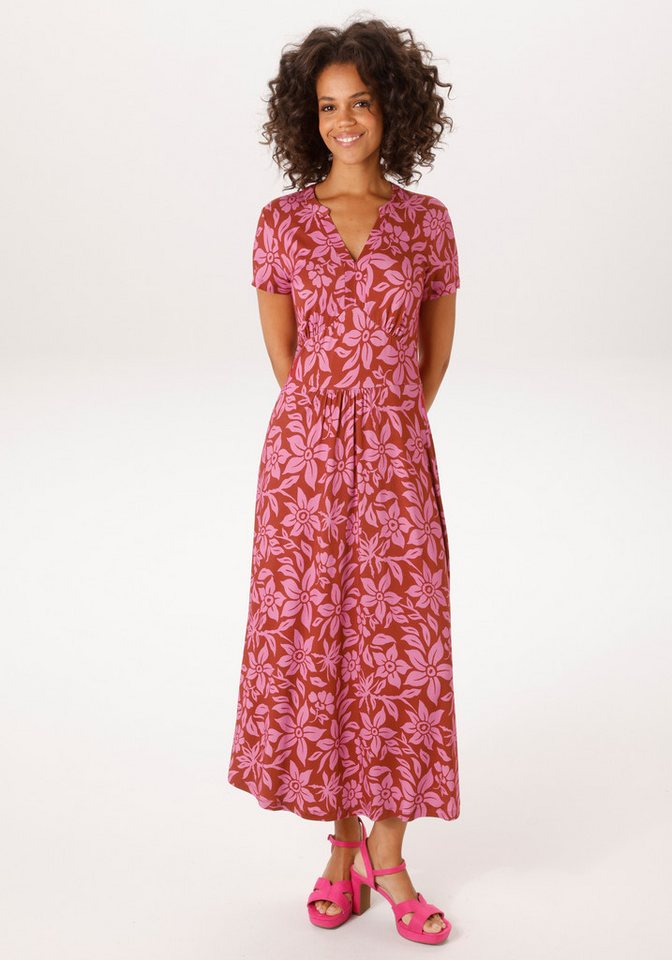 Aniston CASUAL Sommerkleid mit trendfarbenem, grafischen Blumendruck – Bild 4 von 5