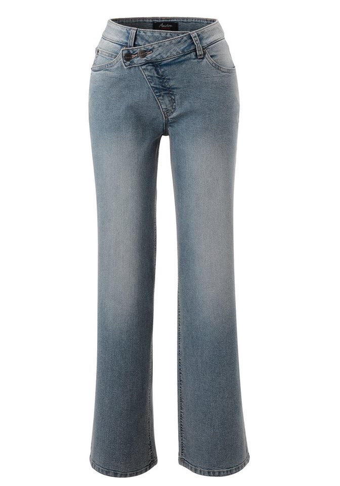 Aniston CASUAL Straight-Jeans mit extravaganten, asymmetrischem Verschluss – Bild 5 von 5