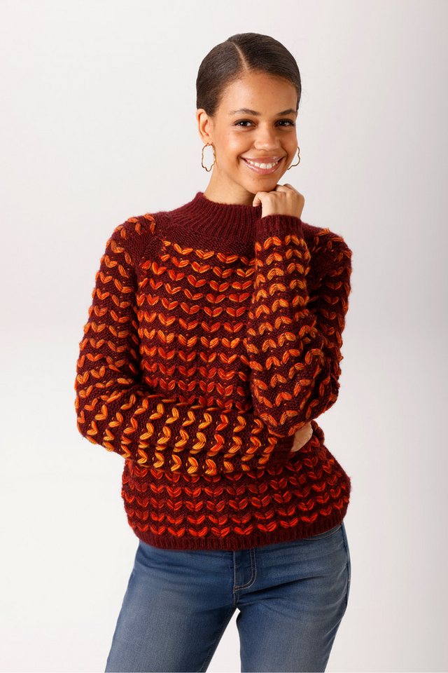 Aniston CASUAL Strickpullover im 3D-Effekt mit aufgestrickten Blättern - NEUE KOLLEKTION – Bild 2 von 5