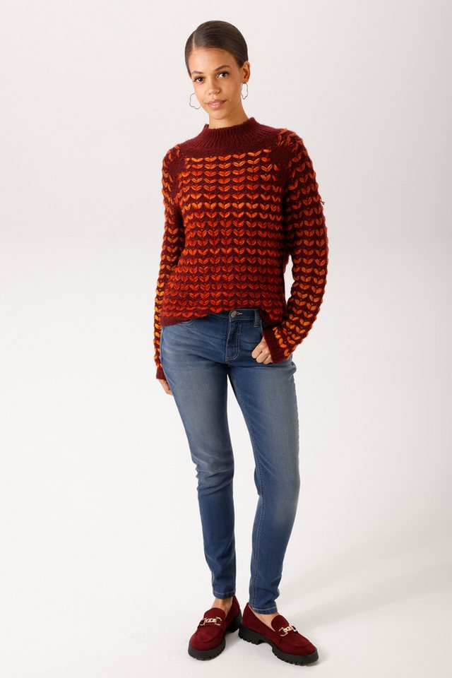 Aniston CASUAL Strickpullover im 3D-Effekt mit aufgestrickten Blättern - NEUE KOLLEKTION – Bild 4 von 5