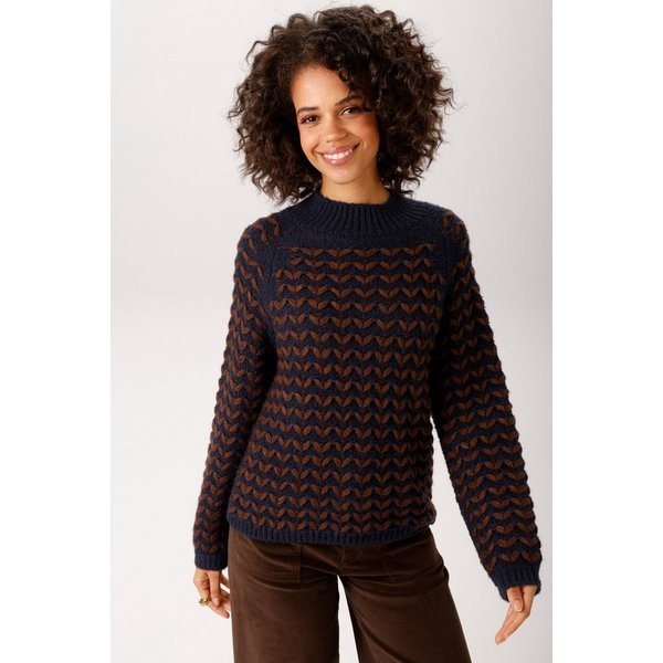 Aniston CASUAL Strickpullover im 3D-Effekt mit aufgestrickten Blättern - NEUE KOLLEKTION