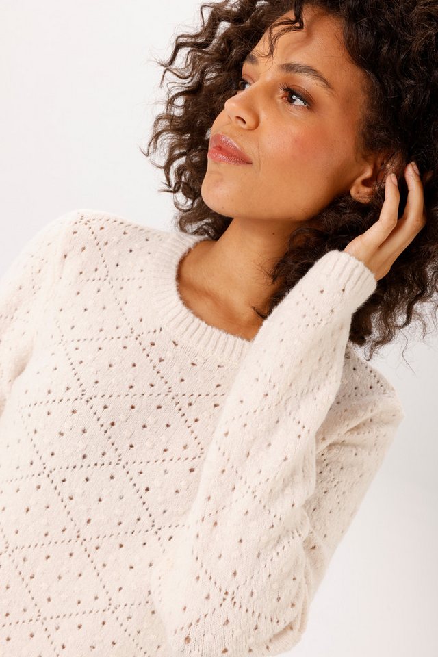 Aniston CASUAL Strickpullover im Ajour-Muster und kleinen, eingestrickten Quadraten- NEUE KOLLEKTION – Bild 3 von 5