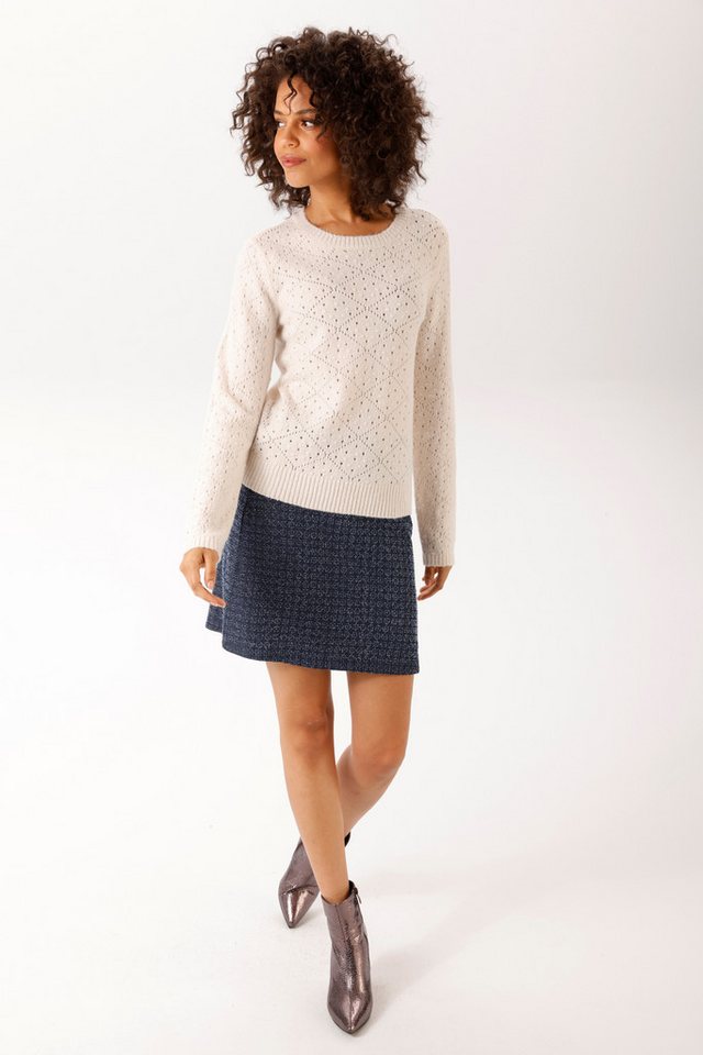 Aniston CASUAL Strickpullover im Ajour-Muster und kleinen, eingestrickten Quadraten- NEUE KOLLEKTION – Bild 4 von 5