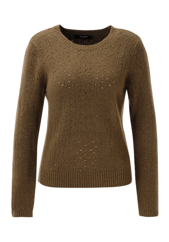 Aniston CASUAL Strickpullover im Ajour-Muster und kleinen, eingestrickten Quadraten- NEUE KOLLEKTION – Bild 5 von 5