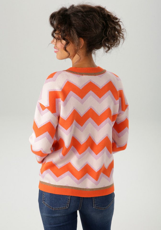 Aniston CASUAL Strickpullover im interessantem Zick-Zack-Muster – Bild 2 von 5