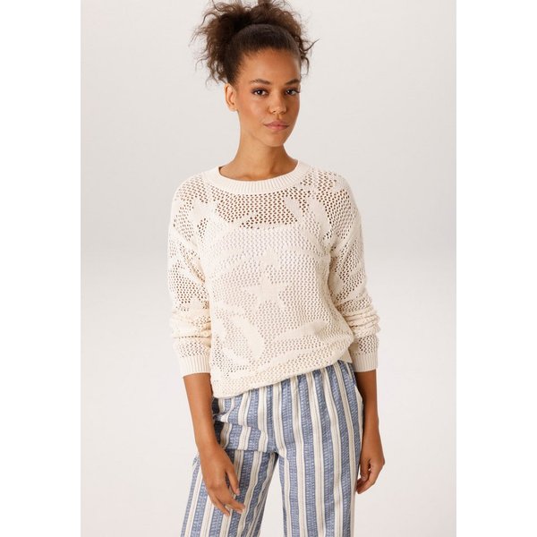 Aniston CASUAL Strickpullover im trendigen Ajour-Muster mit eingestrickten Motiven