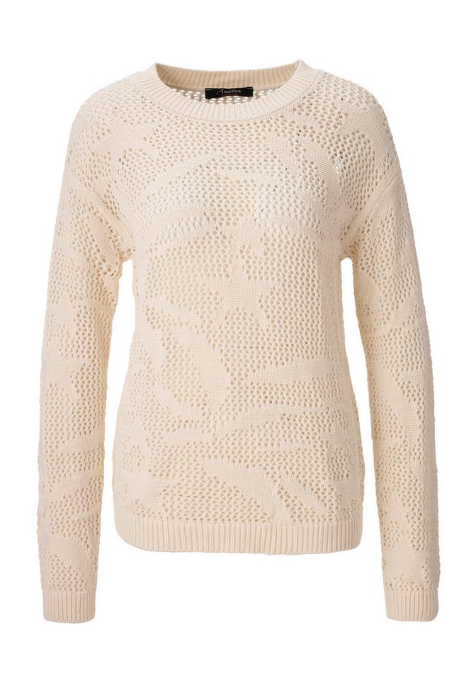 Aniston CASUAL Strickpullover im trendigen Ajour-Muster mit eingestrickten Motiven – Bild 5 von 5
