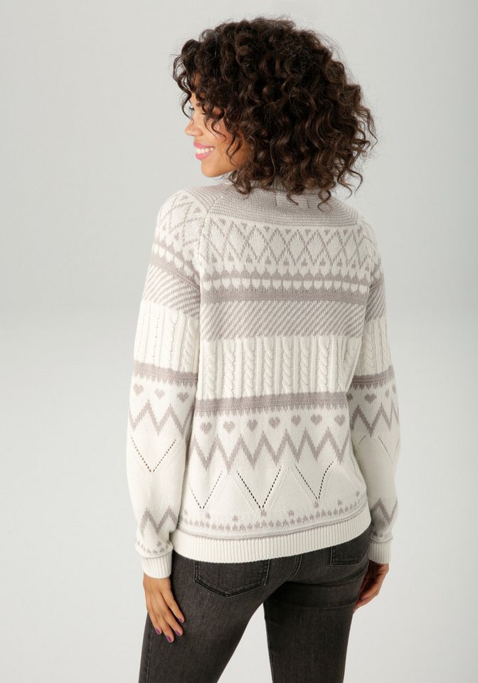 Aniston CASUAL Strickpullover im trendigen Muster-Mix – Bild 2 von 5