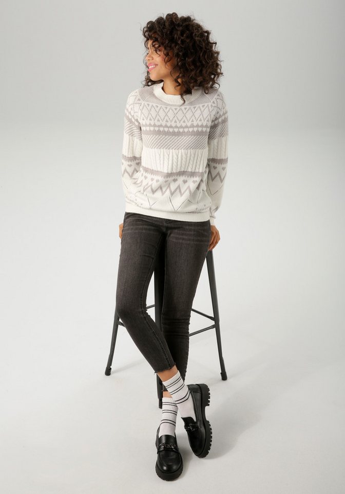 Aniston CASUAL Strickpullover im trendigen Muster-Mix – Bild 4 von 5
