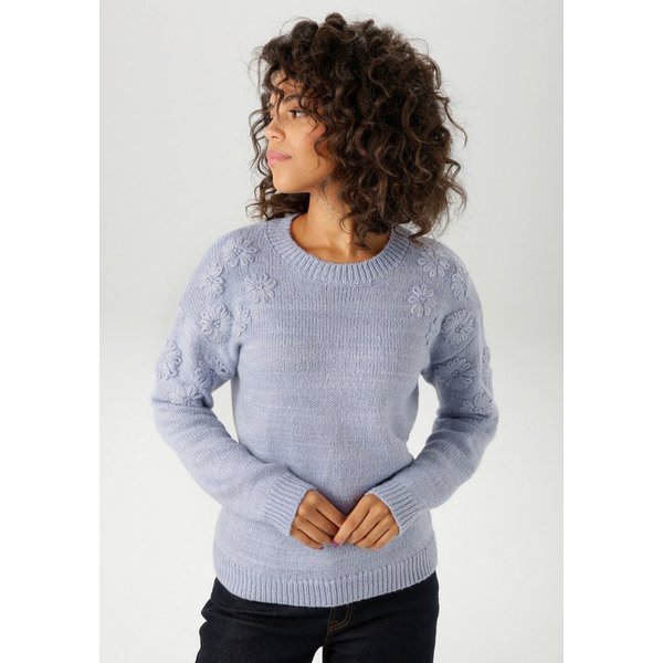Aniston CASUAL Strickpullover mit aufgestrickten Blüten verziert