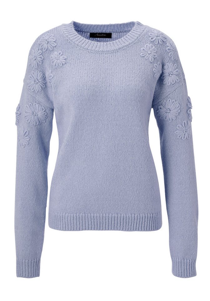 Aniston CASUAL Strickpullover mit aufgestrickten Blüten verziert – Bild 5 von 5