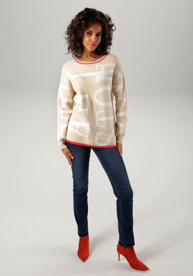 Aniston CASUAL Strickpullover mit eingestrickten ANISTON-Schriftzügen – Bild 4 von 5